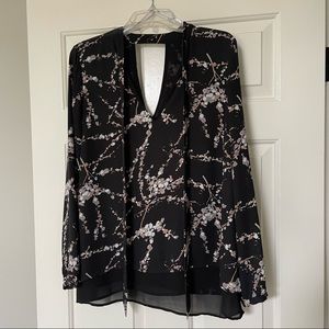 Black/Multicolored Long Sleeve Blouse